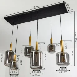 Lampes Dorées-hofstein Suspension Maliali Or, Laiton, Noir, 6 lumières