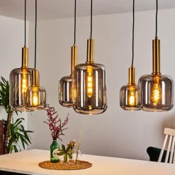 Lampes Dorées-hofstein Suspension Maliali Or, Laiton, Noir, 6 lumières