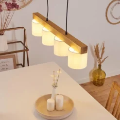 Lampes En Tissu-hofstein Suspension Malimea Écru, Noir, 4 lumières