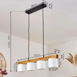Lampes En Tissu-hofstein Suspension Malimea Écru, Noir, 4 lumières