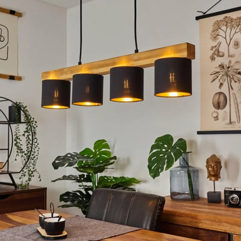 Lampes En Tissu-hofstein Suspension Malimea Écru, Noir, 4 lumières