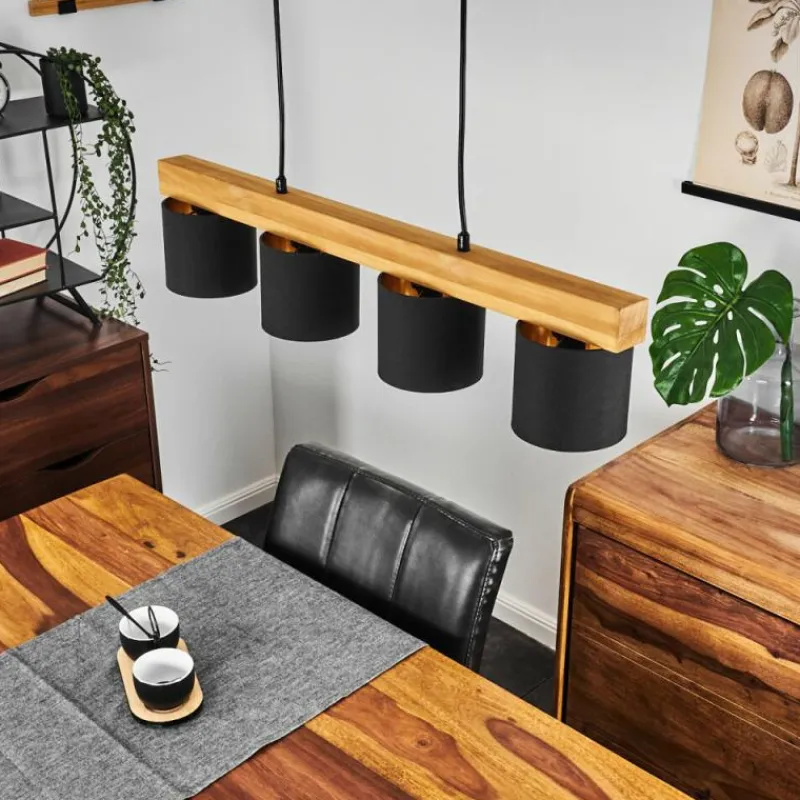 Lampes En Tissu-hofstein Suspension Malimea Écru, Noir, 4 lumières