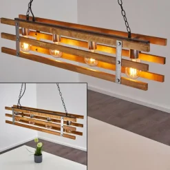 Lampes Vintages & Rétros-hofstein Suspension Mallard Bois clair, Argenté, 4 lumières