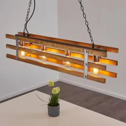 Lampes Vintages & Rétros-hofstein Suspension Mallard Bois clair, Argenté, 4 lumières