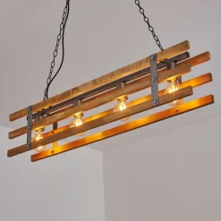 Lampes Vintages & Rétros-hofstein Suspension Mallard Bois clair, Argenté, 4 lumières