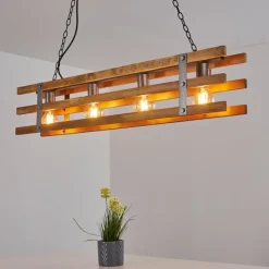 Lampes Vintages & Rétros-hofstein Suspension Mallard Bois clair, Argenté, 4 lumières