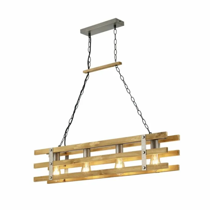 Lampes Vintages & Rétros-Luminaires Trio Suspension Mallard Bois clair, Argenté, 4 lumières