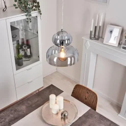 Suspension Verre Fumé-hofstein Suspension Malvaglia Chrome, 1 lumière