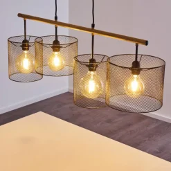 Lampes Vintages & Rétros-hofstein Suspension Manose Bois foncé, Noir, 4 lumières