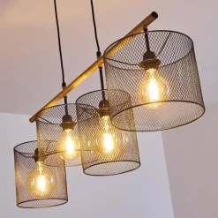 Lampes Vintages & Rétros-hofstein Suspension Manose Bois foncé, Noir, 4 lumières