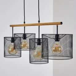 Lampes Vintages & Rétros-hofstein Suspension Manose Bois foncé, Noir, 4 lumières