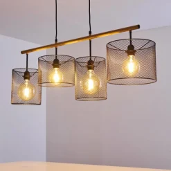 Lampes Vintages & Rétros-hofstein Suspension Manose Bois foncé, Noir, 4 lumières