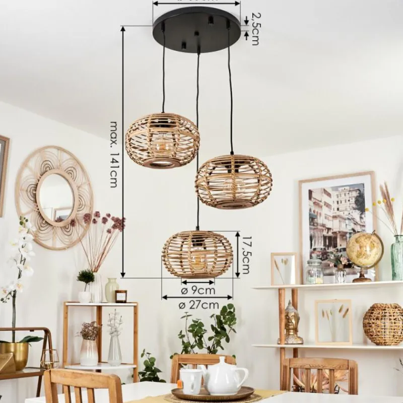 Style Boho-Chic-hofstein Suspension Manteau Écru, 3 lumières