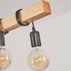 Lampes Vintages & Rétros-hofstein Suspension Mantigan Bois clair, Noir, 6 lumières