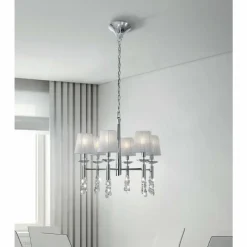 Lampes En Tissu-Luminaires Mantra Suspension Mantra TIFFANY Chrome, 6 lumières