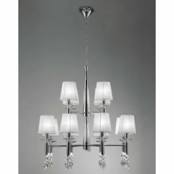 Lampes En Tissu-Luminaires Mantra Suspension Mantra TIFFANY Chrome, 12 lumières