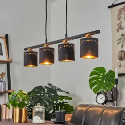 Lampes En Tissu-hofstein Suspension Marbach Noir, 4 lumières