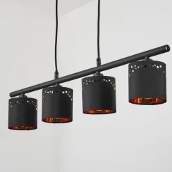 Lampes En Tissu-hofstein Suspension Marbach Noir, 4 lumières