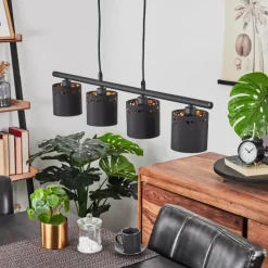 Lampes En Tissu-hofstein Suspension Marbach Noir, 4 lumières