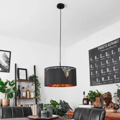 Lampes En Tissu-hofstein Suspension Marbach Noir, 1 lumière