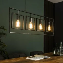 Lampes Vintages & Rétros-hofstein Suspension Marcon  Gris, 4 lumières