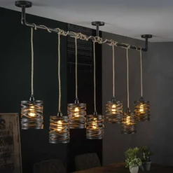 Lampes Industrielles-hofstein Suspension MARGETTE Noir, 7 lumières