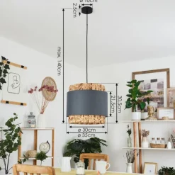 Lampes En Tissu-hofstein Suspension Marieux beige, Gris, Écru, 1 lumière