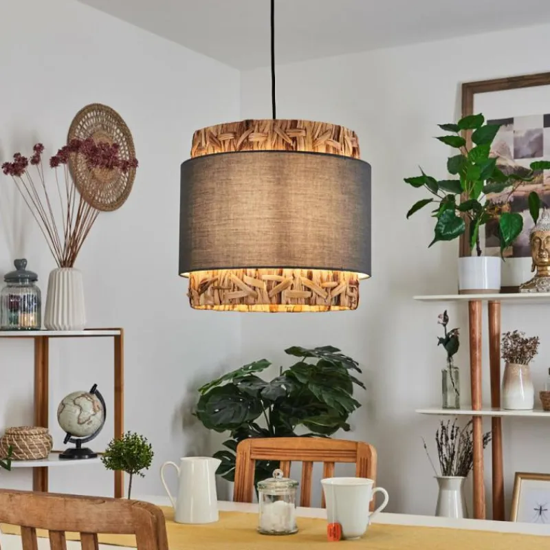 Lampes En Tissu-hofstein Suspension Marieux beige, Gris, Écru, 1 lumière