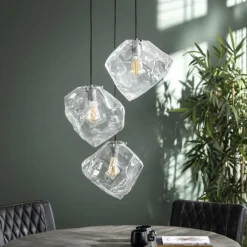 hofstein Suspension Marore Argenté, 3 lumières