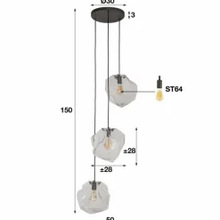 hofstein Suspension Marore Argenté, 3 lumières