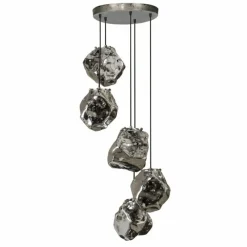 Suspension Verre Fumé-hofstein Suspension Marore Argent Oxydé, 5 lumières