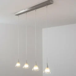hofstein Suspension Masterlight Caterina LED Nickel mat, 4 lumières