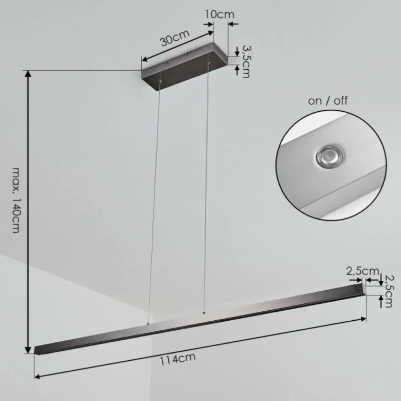 hofstein Suspension Mattawan LED Nickel mat, 1 lumière