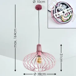 Lampes Vintages & Rétros-hofstein Suspension Mattmar Gris, Rose, 1 lumière