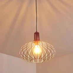 Lampes Vintages & Rétros-hofstein Suspension Mattmar Gris, Rose, 1 lumière