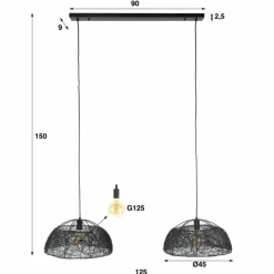 Lampes Vintages & Rétros-hofstein Suspension Maze Anthracite, 2 lumières