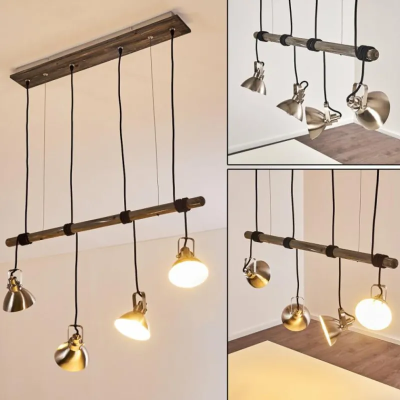hofstein Suspension Medolden Brun, Nickel mat, 4 lumières