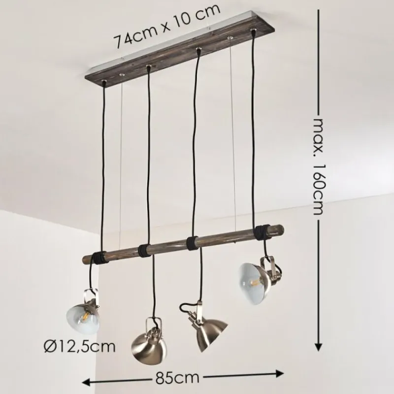 hofstein Suspension Medolden Brun, Nickel mat, 4 lumières