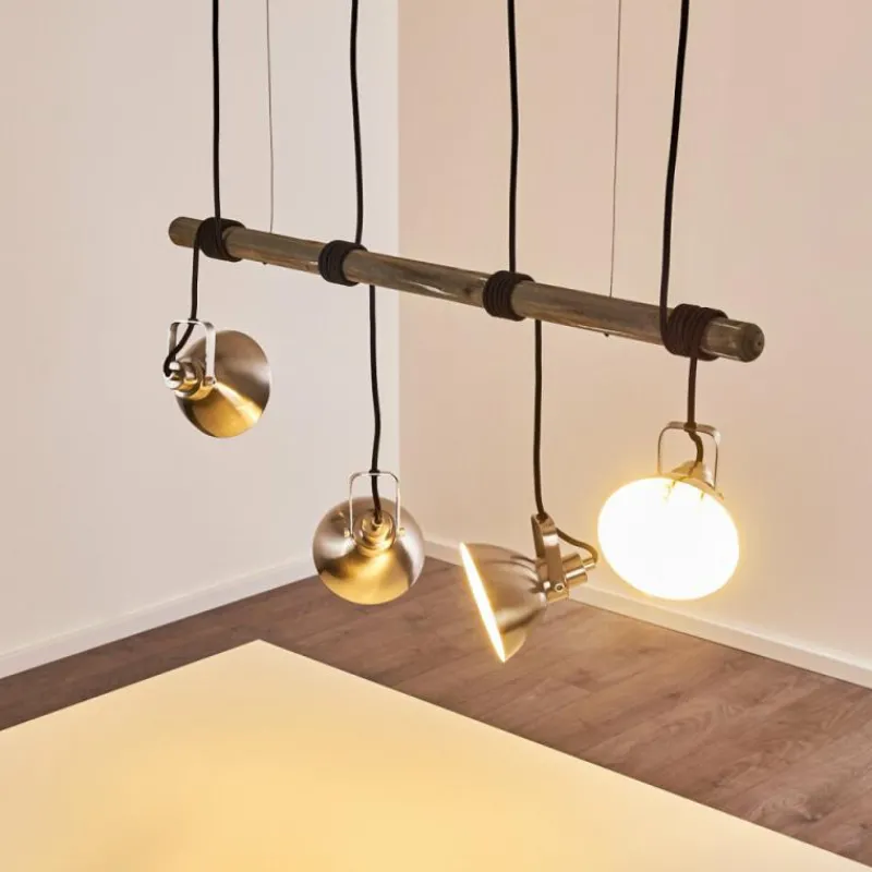 hofstein Suspension Medolden Brun, Nickel mat, 4 lumières
