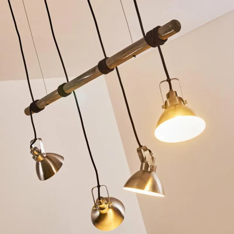 hofstein Suspension Medolden Brun, Nickel mat, 4 lumières