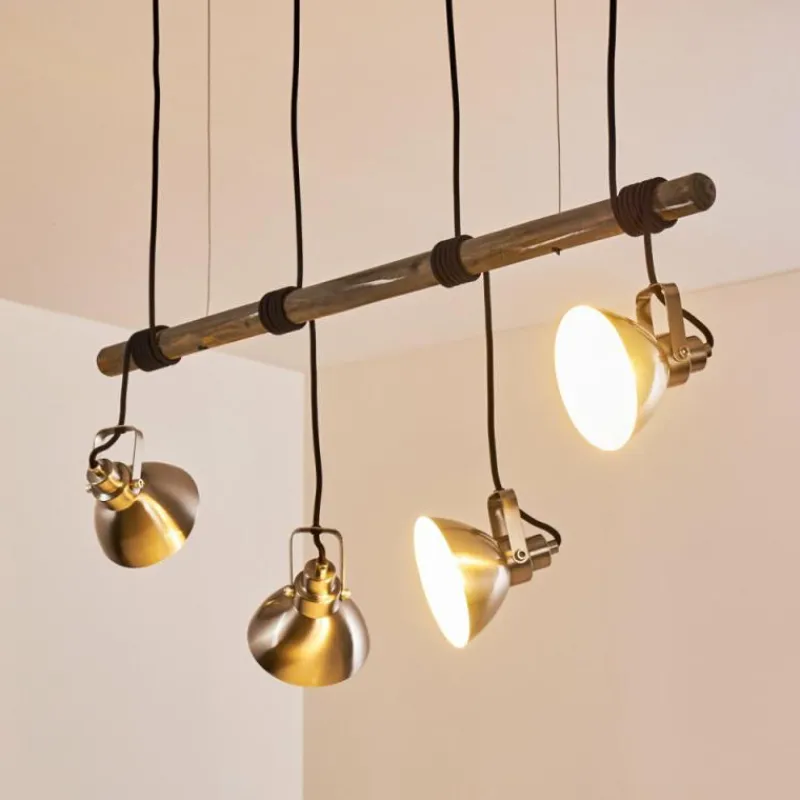 hofstein Suspension Medolden Brun, Nickel mat, 4 lumières