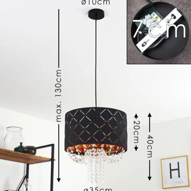 Lampes En Tissu-hofstein Suspension Meldal Noir, 1 lumière