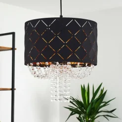 Lampes En Tissu-hofstein Suspension Meldal Noir, 1 lumière