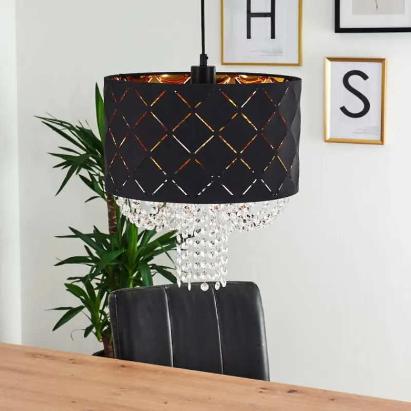 Lampes En Tissu-hofstein Suspension Meldal Noir, 1 lumière
