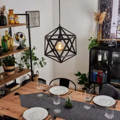 Style Boho-Chic-hofstein Suspension Melide Noir, 1 lumière