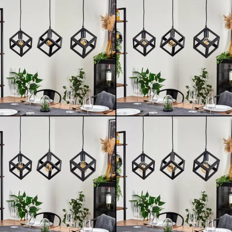 Style Boho-Chic-hofstein Suspension Melide Noir, 3 lumières