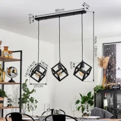 Style Boho-Chic-hofstein Suspension Melide Noir, 3 lumières