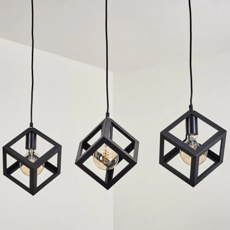 Style Boho-Chic-hofstein Suspension Melide Noir, 3 lumières