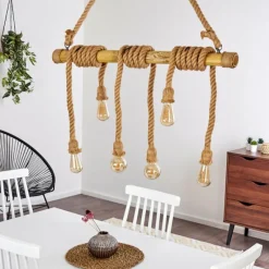 Style Boho-Chic-hofstein Suspension Menamini Anthracite, Brun, Bois foncé, 6 lumières