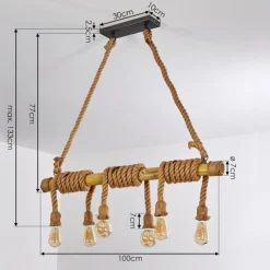 Style Boho-Chic-hofstein Suspension Menamini Anthracite, Brun, Bois foncé, 6 lumières